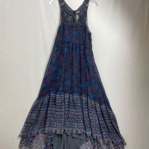 Free People Maxi Dress Womens 10 Tiered Boho Crochet Floral
